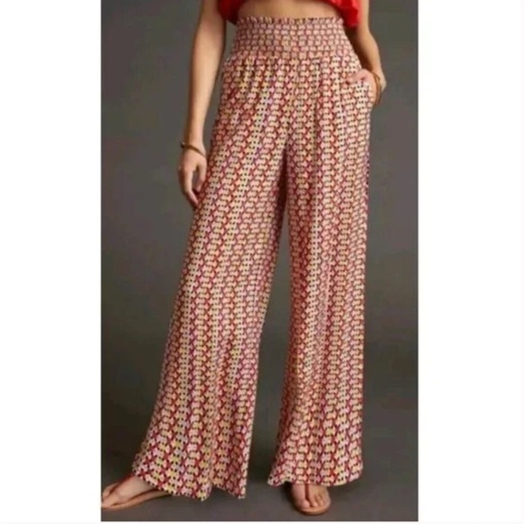 Anthropologie Maeve Multi-color Print Wide Leg Pants Size Small - Picture 2 of 13